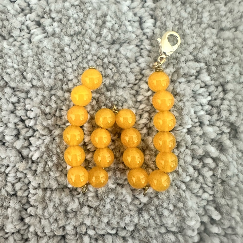 Anthropologie Yellow Beaded “W” Keychain Charm